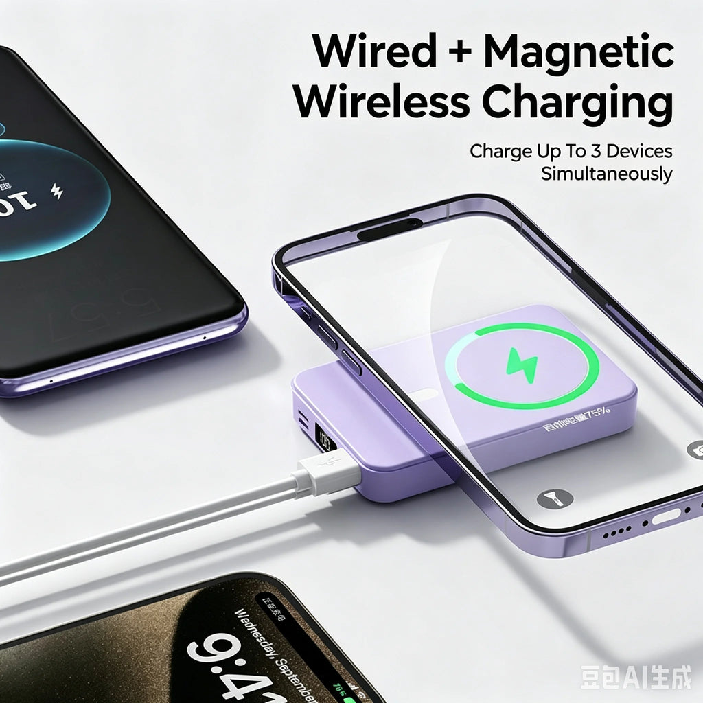 Portable Travel Charger with Phone Holder Powerbank for Magsafe iPhone AirPods pro - Wireless External Battery Power Banks