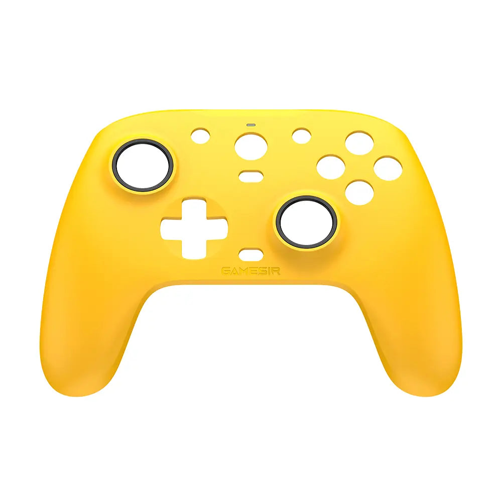 Bright yellow silicone controller grip for Nintendo Switch Pro included in the Gamesir G7 magnetic faceplate and accessories kit.