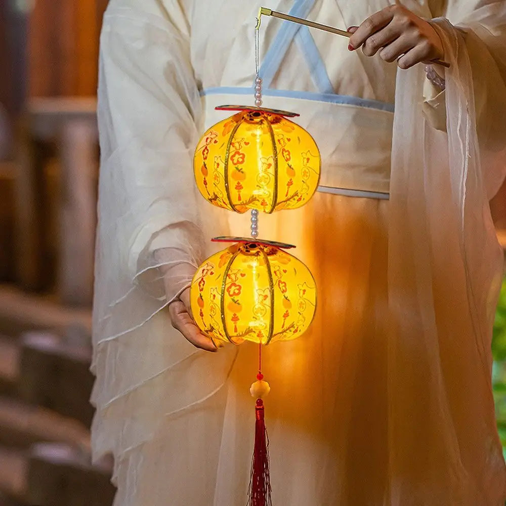 Ancient New Year Persimmon Lantern 2026 Horse Year Handmade Luminous Lantern Blessing with Tassel Chinese Lantern
