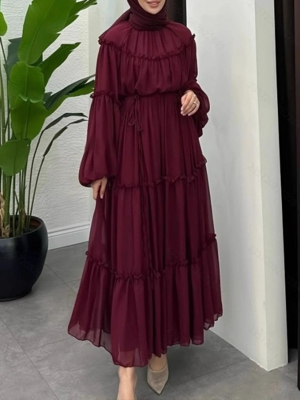 Elegant Dubai Dress Women Muslim Abaya Eid Ramadan Jalabiya Solid Party Dresses Dubai Long Robe Morocco Vestidos Largos 2025