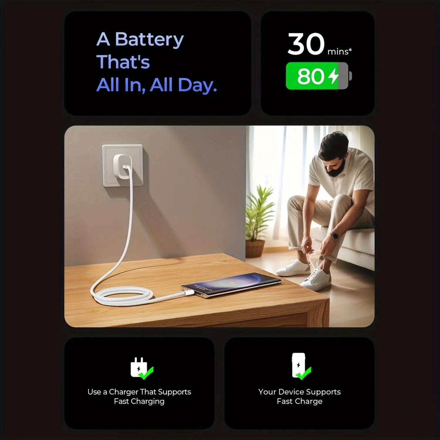 Weißes USB‑C‑Schnellladekabel 3er‑Pack mit schlankem, flexiblem Design zur Unterstützung von 60 W Power Delivery für effizientes Laden von Geräten