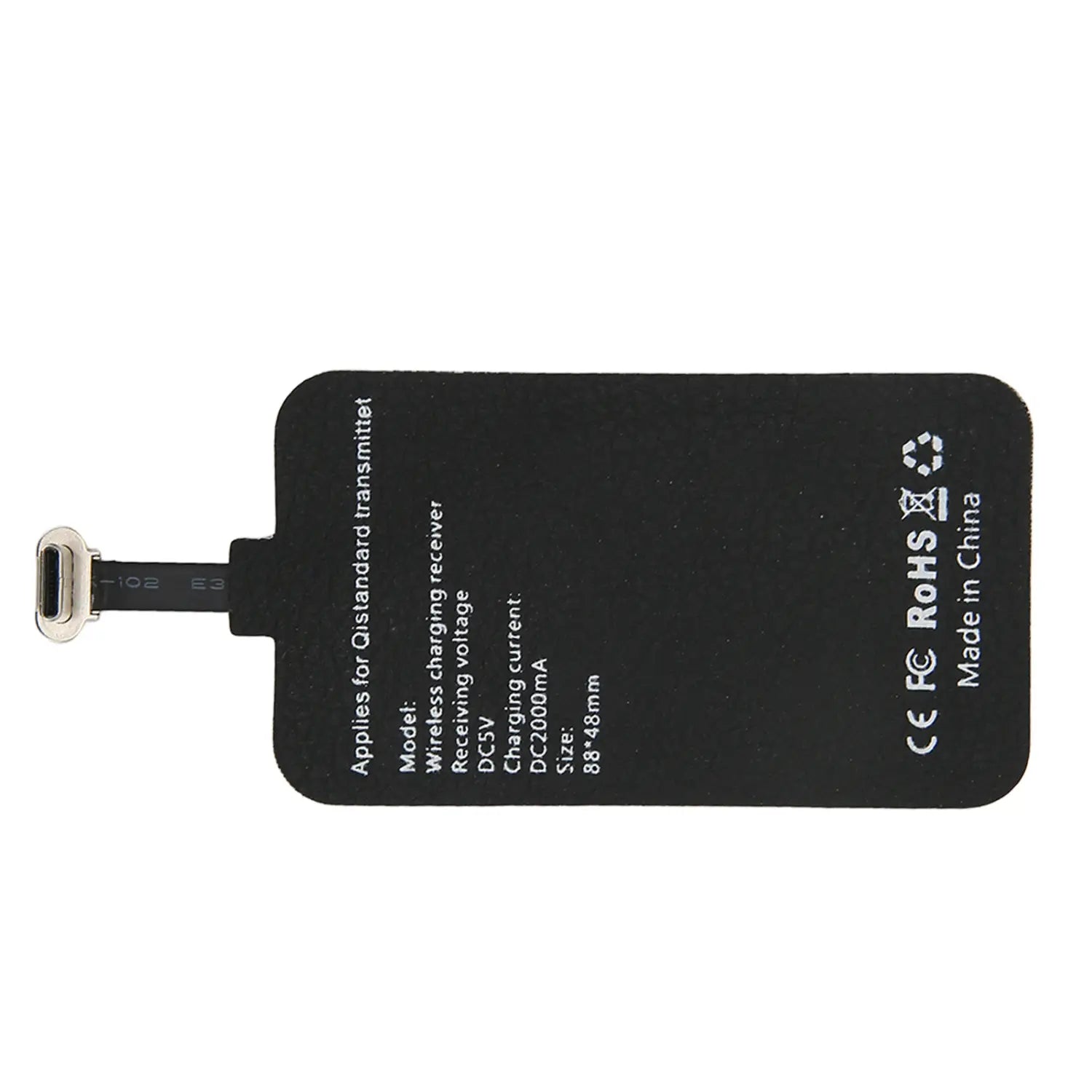 タイプC 10Wのワイヤレス充電用としてUSB-Cコネクタを備えたブラックの長方形ワイヤレス充電レシーバー