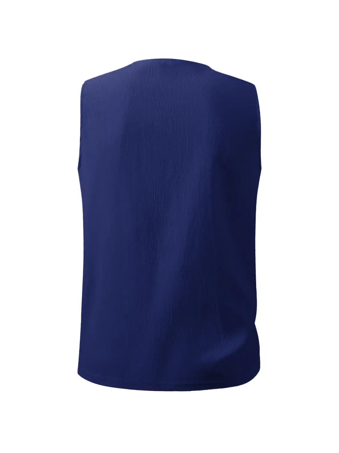 Herren-Schnürstrick-Ärmellos-Top, lässiges Shirt ohne Ärmel in Dunkelblau, mit glattem, leicht strukturiertem Stoff und rundem Halsausschnitt