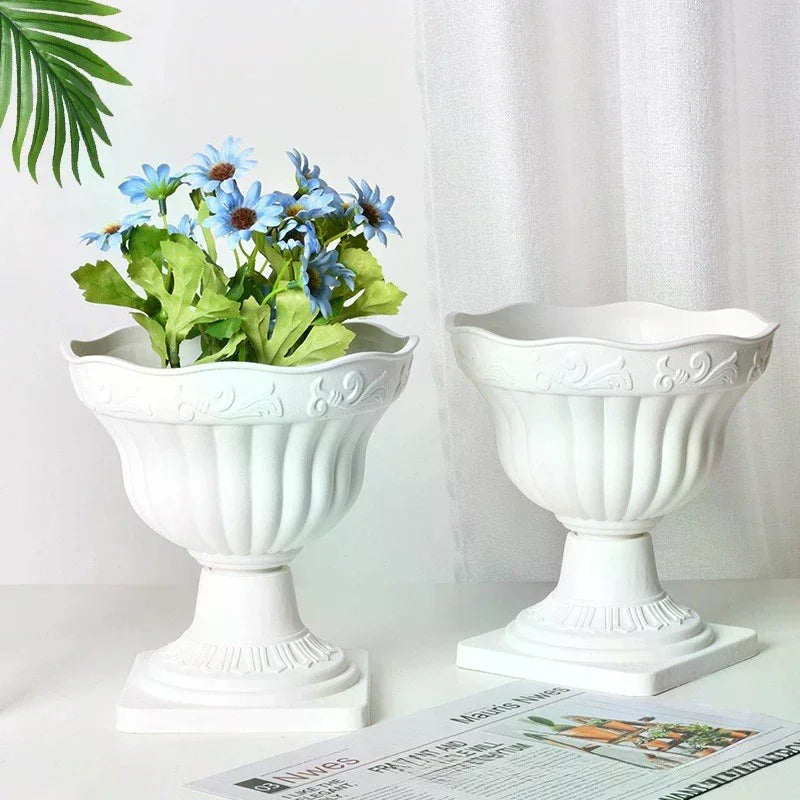 Large Outdoor Planter Roman Column Flower Pot Planting Pots Balcony Household White Plastic Porch Decor Flowerpot