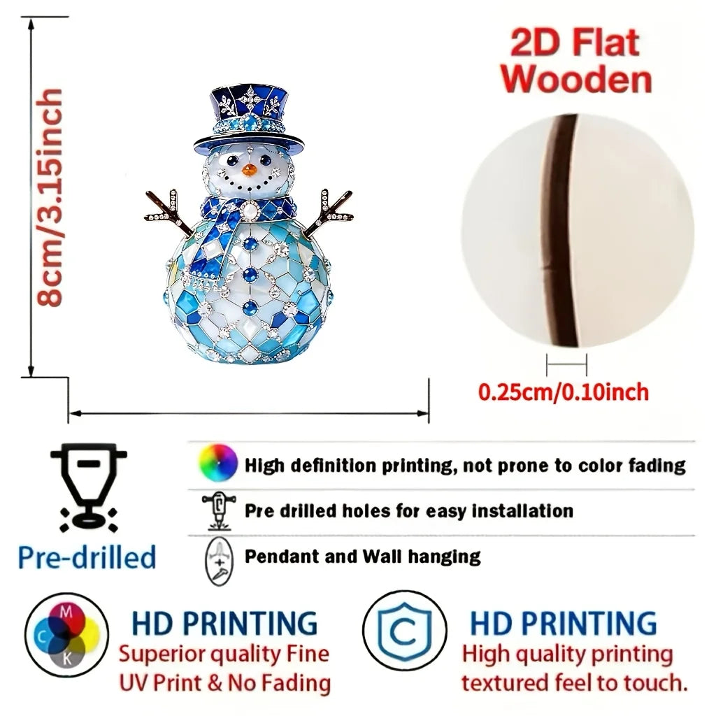 16/8 Pieces in Random Styles, New Fun 2D Embossed Wooden Home Decor Ornaments, Christmas, Mother's Day, Father's Day, Exquisite Snowman Designs, Holiday Pendants, Hanging Decorations, Practical and Beautiful Hanging Ornaments