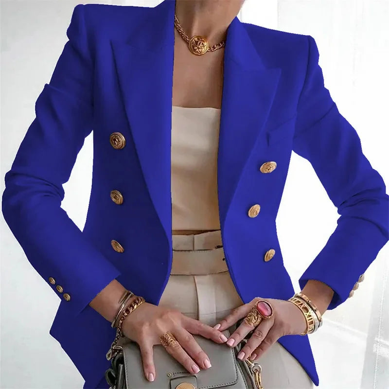 Women's European American Fashion Blazer Spring Autumn Elegant Temperament Ladies Suit Coat Professional Lady Short Outerwear