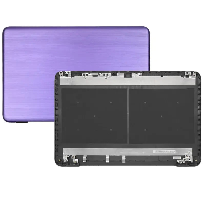 Violetter Laptop-Deckel mit gebürsteter metallischer Oberfläche, von der Rückseite dargestellt, für den Austausch der Scharniere der LCD-Rückabdeckung für „hp 17-x“.