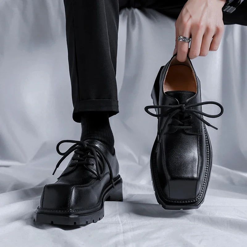 Platform Shoes for Men Brand Leather Shoes Business Dress Shoes Japan All-Match Casual Wear-Resistant Footwear Chaussure Homme