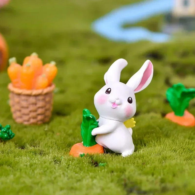 Easter White Rabbit Christmas Figurine Diy Micro Landscape Home Decor Miniature Fairy Garden Decoration Accessories Modern New