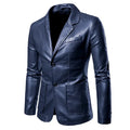2025 Leather Blazer Man  Spring Autumn Fashion Men's Leather Jacket Dress Suit Coat Male Business Casual Pu Black Blazers Jacket