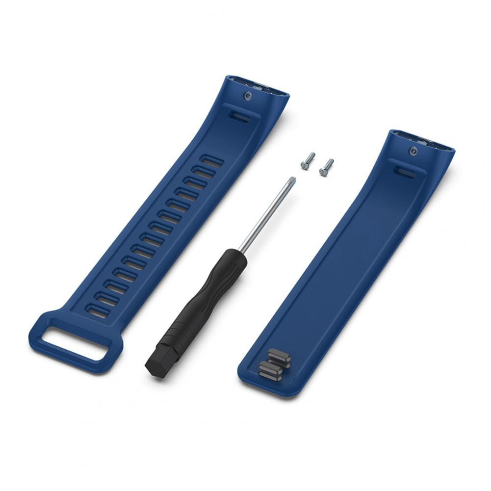 Bracelet en silicone bleu pour Huawei Band 2 Pro, avec surface texturée et trous réglables, accompagné de vis et d’un tournevis pour le remplacement du bracelet