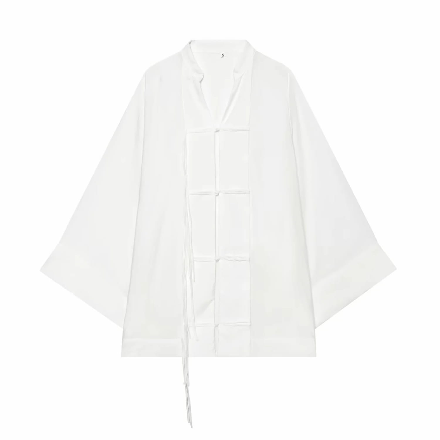 Veste traditionnelle blanche ample à manches amples, fermeture avant en textile adaptée à la collection de chemises décontractées