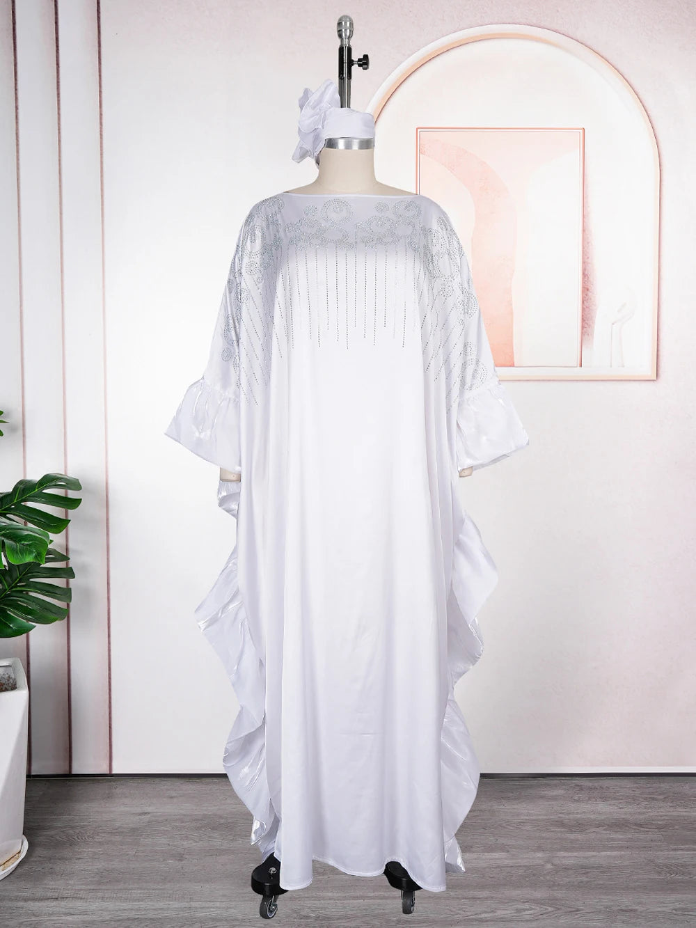Elegant Women Party Dresses Traditional African Loose Boubou Ruffle Maxi Robes Dubai Hijab Abayas Wedding Party Gown Kaftans