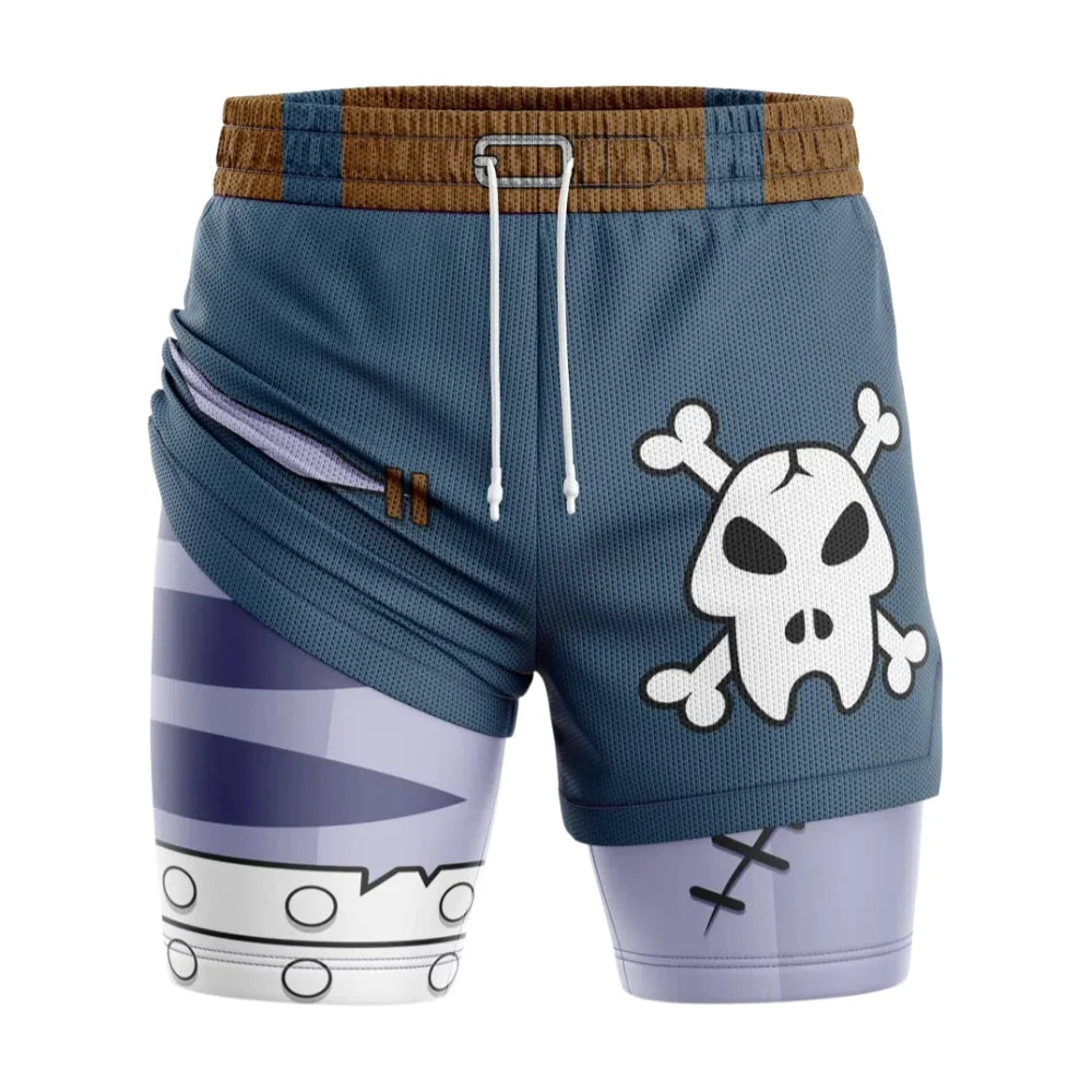 Bandai Weregarurumon Digimon Anime Unisex Double Layer 2-in-1 Performance Gym Shorts Summer Quick-dry Soft Comfy Lightweight