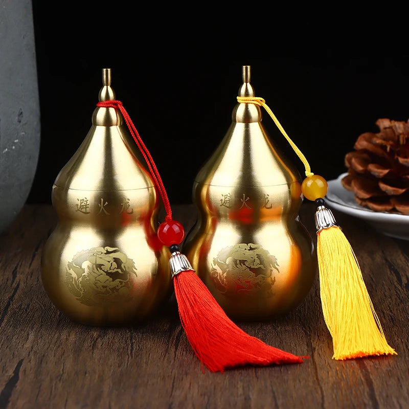 Brass Gourd Feng Shui Ornament With Tassel Feng Shui Decorative Collectible For Prosperity And Longevity Home Office Desk Decor