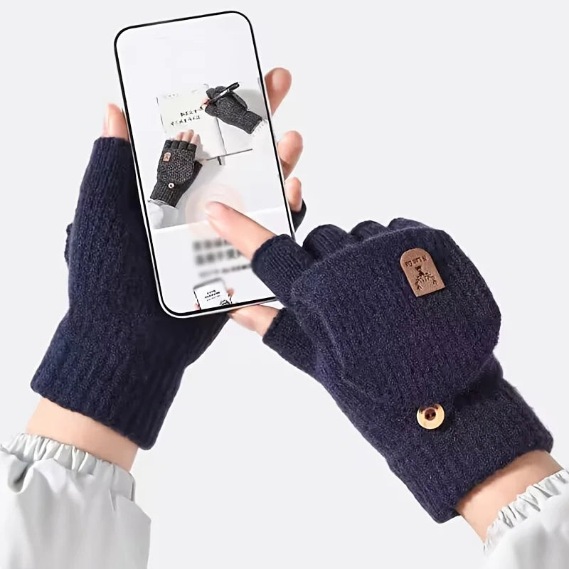 Men's Half Finger Gloves in Autumn and Winter Can Be Used for Writing and Office Work, Keeping Warm and Cold Proof