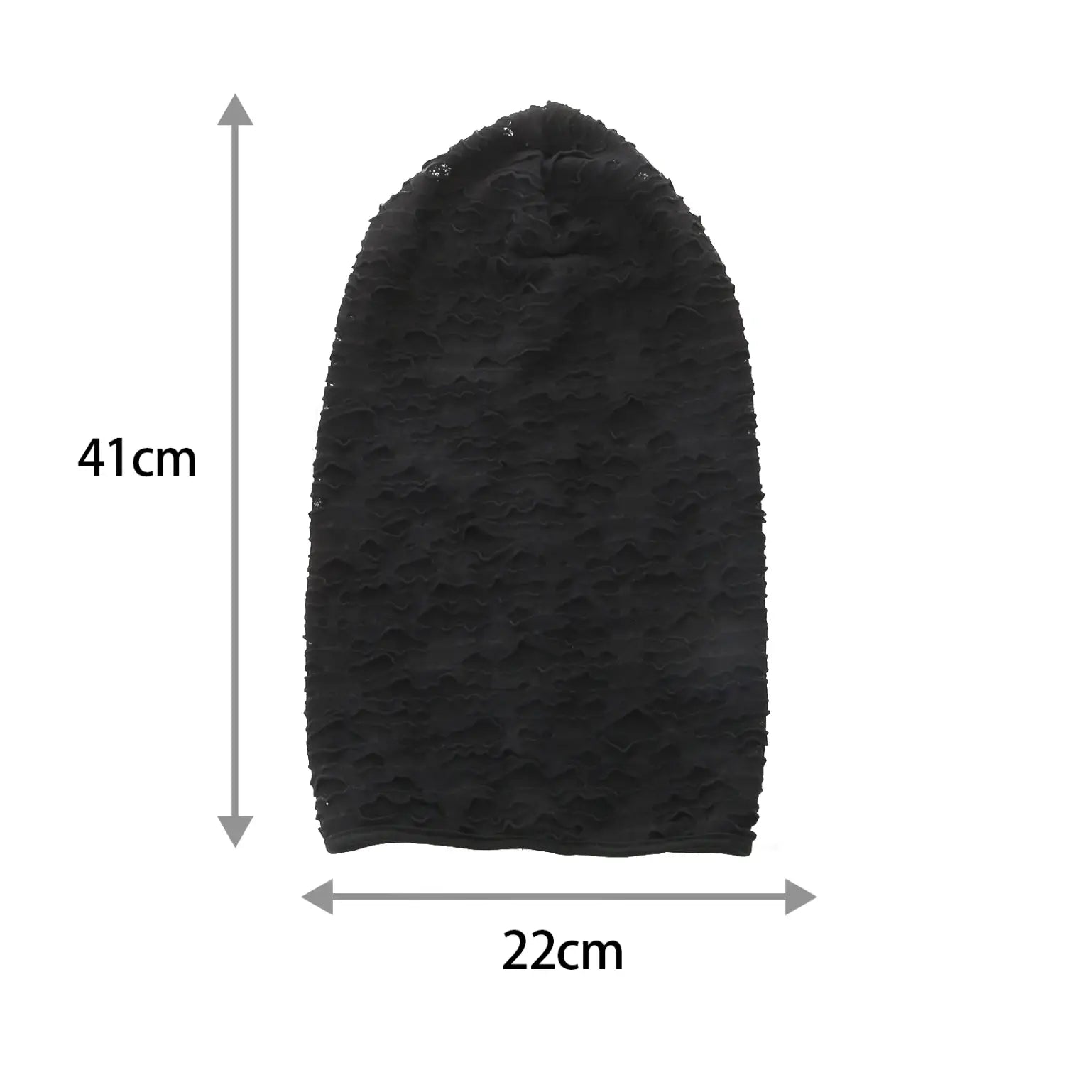bandeau en tissu noir texturé mesurant 41 cm de hauteur et 22 cm de largeur, pour un masque de momie à capuche en résille déchirée, pour un cosplay d’Halloween.