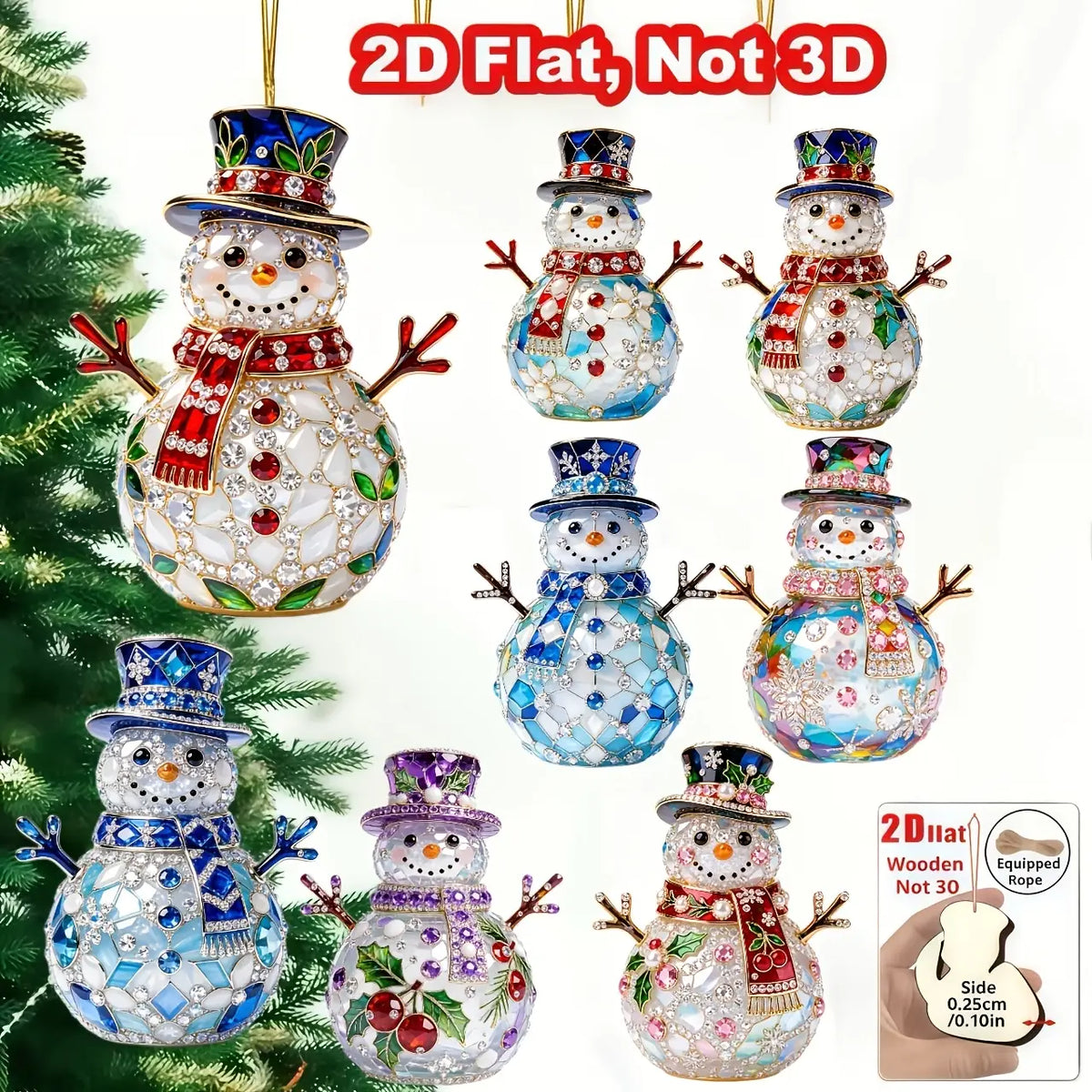 16/8 Pieces in Random Styles, New Fun 2D Embossed Wooden Home Decor Ornaments, Christmas, Mother's Day, Father's Day, Exquisite Snowman Designs, Holiday Pendants, Hanging Decorations, Practical and Beautiful Hanging Ornaments
