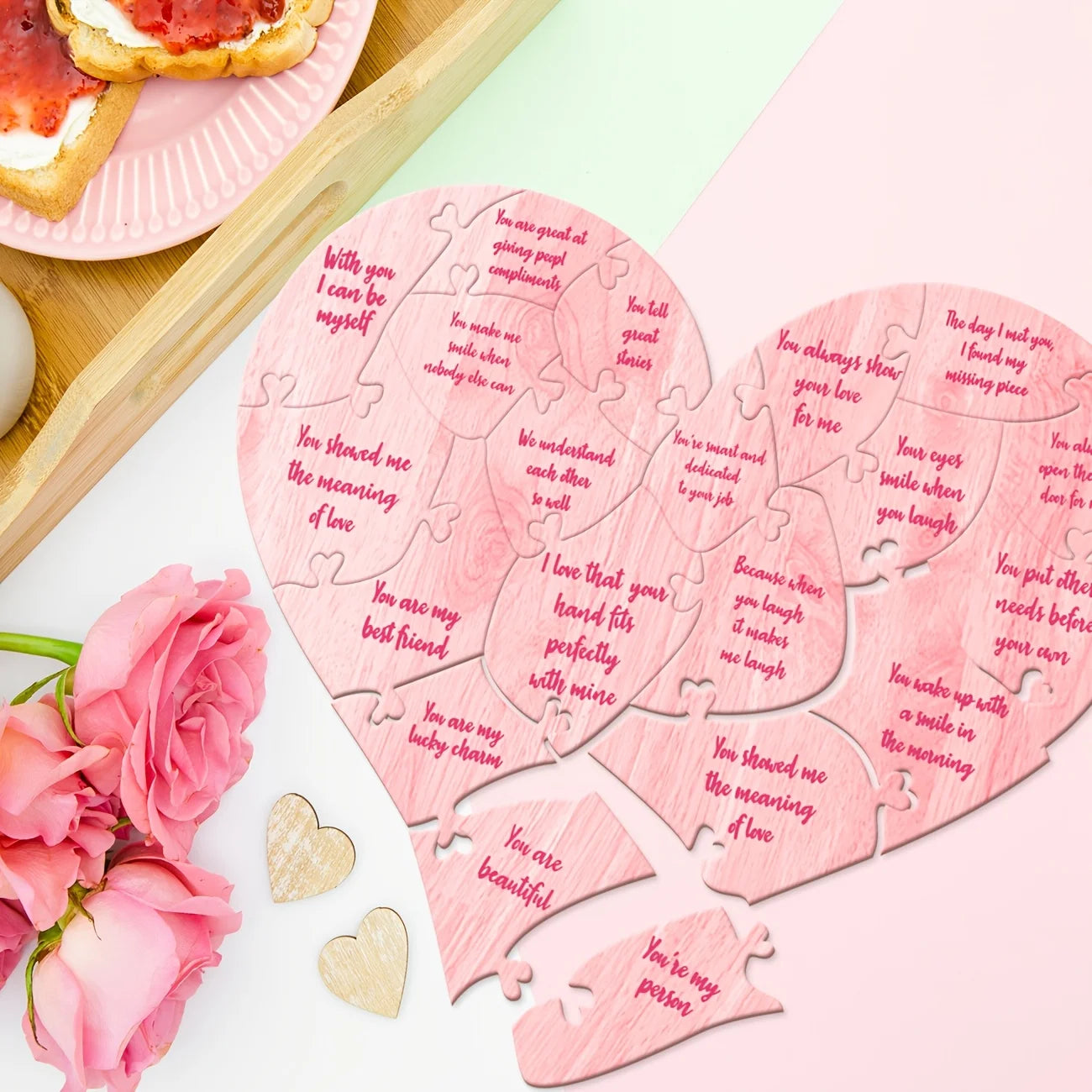 Valentines Day Decor Valentines Day Heart Puzzle Valentine's Day Wooden Hearts Valentine Rustic Wooden Love Heart Centerpieces