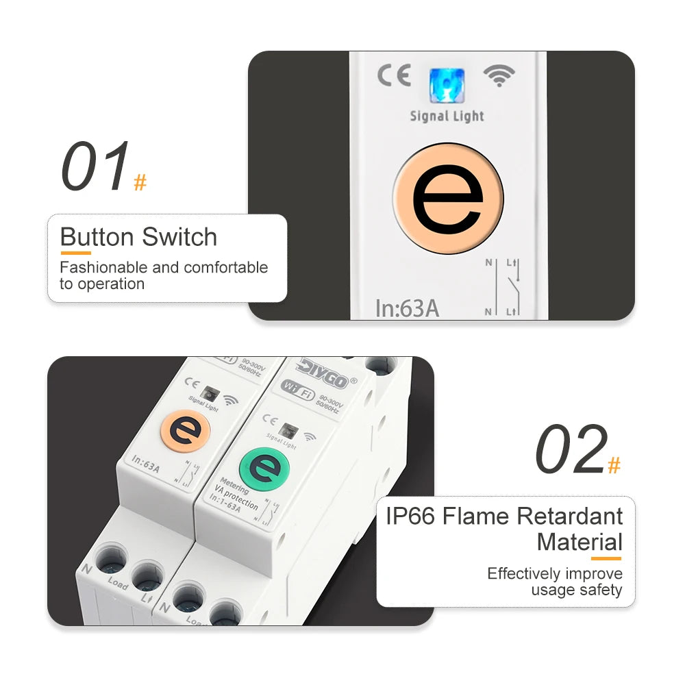 WIFI Smart Circuit Breaker DGB-63E/63ET eWeLink Metering Real-monitoring Energy Meter Timer Home Voice Remote Control Switch