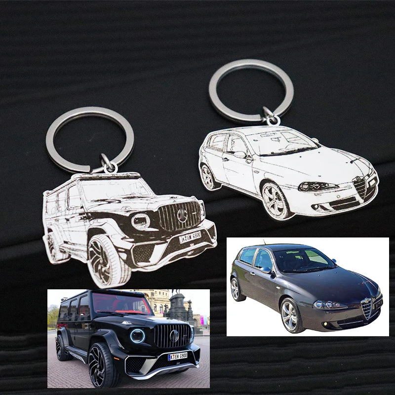 Personalized Car Photo Keychain Custom Engraved Motorcycle Picture Pendant Gifts Stainless Steel Memory Jewelry Picture Pendants