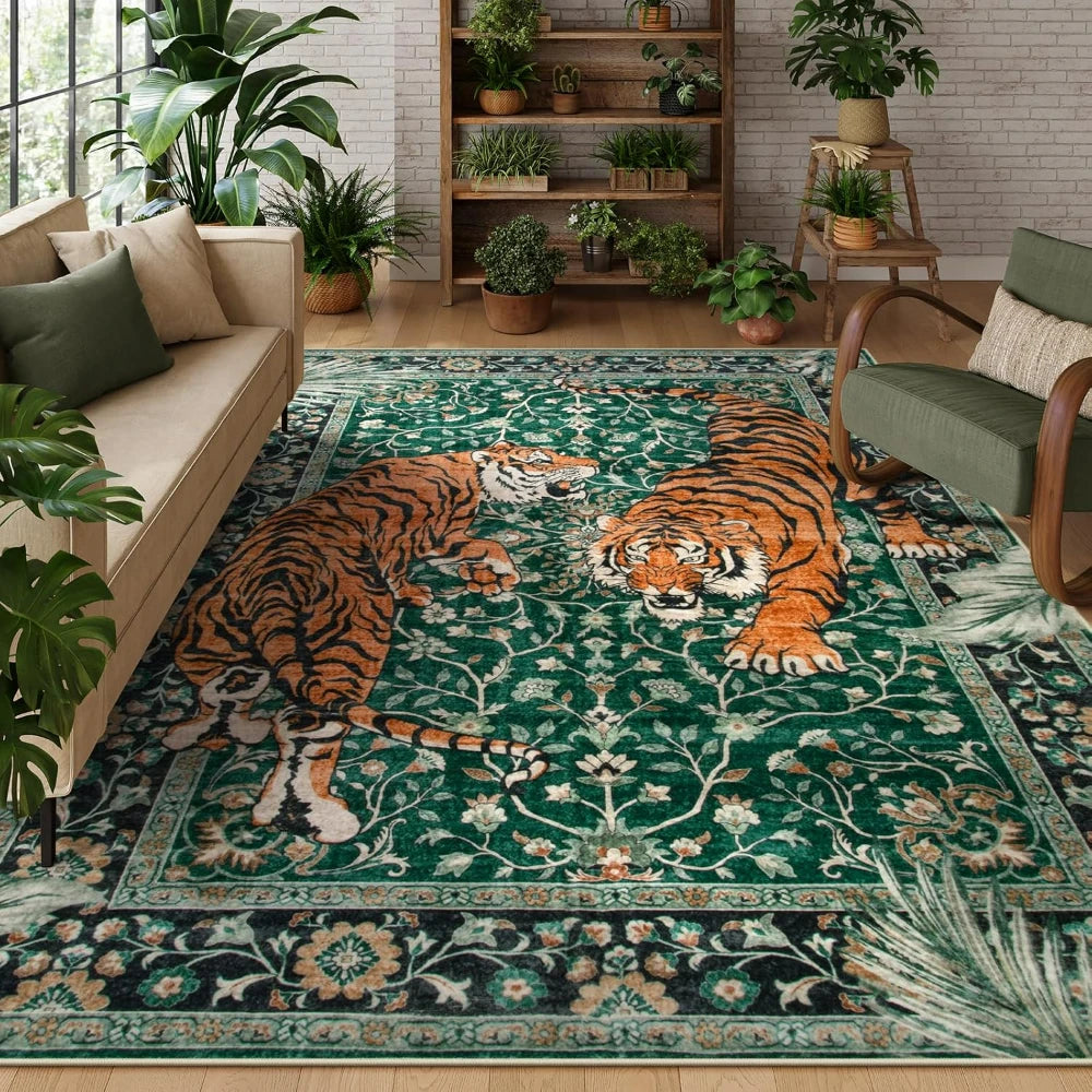 Rug for Living Room Carpet Jungle Tiger Home Decor Large Area Bedroom Floor Mat Machine Washable Coffee Table Kitchen Rugs