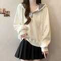 Hoodies Sweatshirt For Women Plaid 90s Vintage Korean Popular Clothes Coat Cotton Kpop Basic Spring And Autumn Woman Hooded Tops