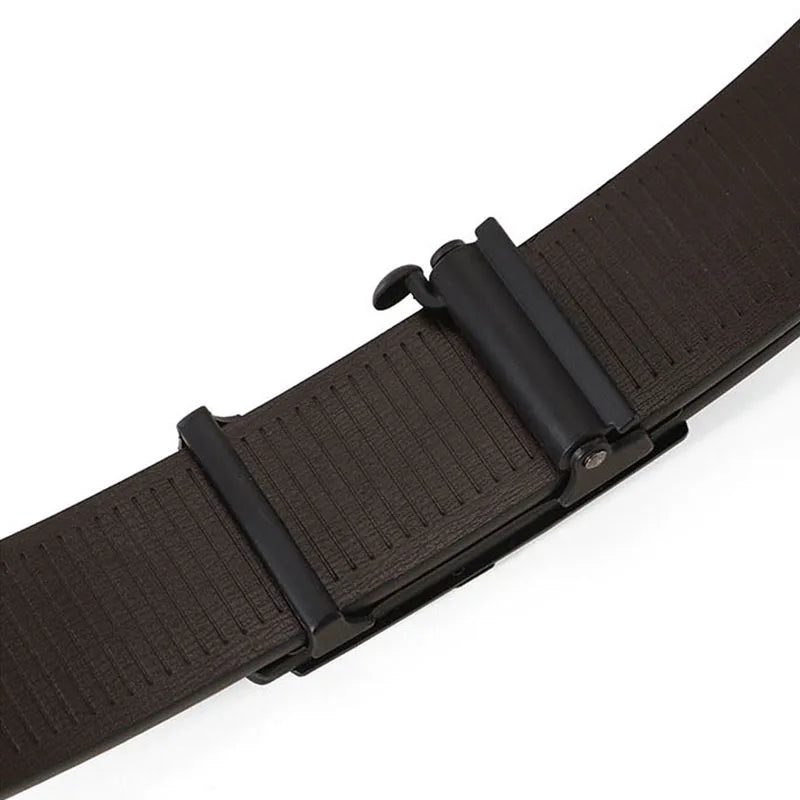 Men's Belts High-Quality Luxurious PU Belts Men's Casual Fashion Toothless Automatic Simple Buckle Belts