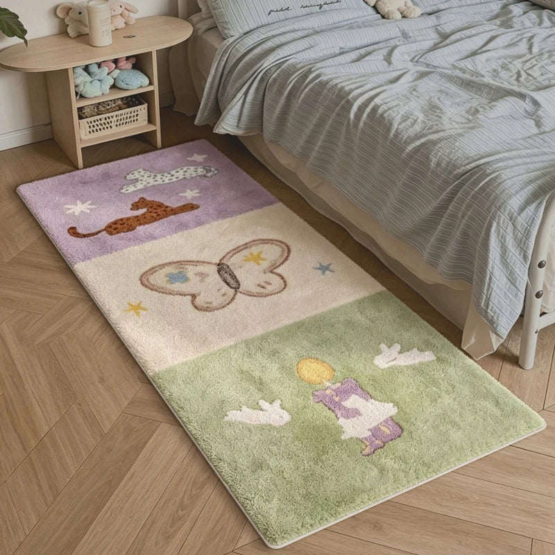 Bedroom Bedside Rug Soft Comfortable Floor Mat Dopamine Animal Print Carpet Sweet Girl Home Decor Rugs Alfombra de dormitorio