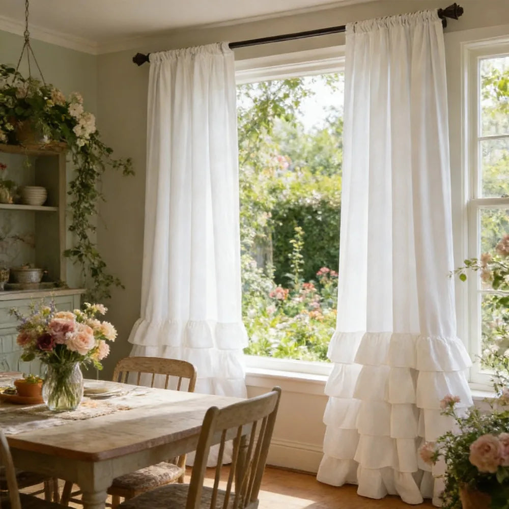 1/2pcs Intricate Pleated Ruffled Curtains, Pure Soft Washable Living Room Decor Drapes,Suitable for Door Curtains,Bedrooms 커튼