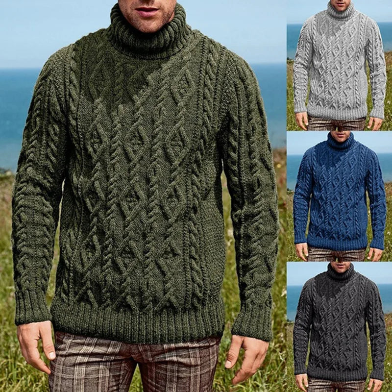 Fashion Sweater Men's Turtleneck Knitted Sweater Men New Large-size Knitted Sweater