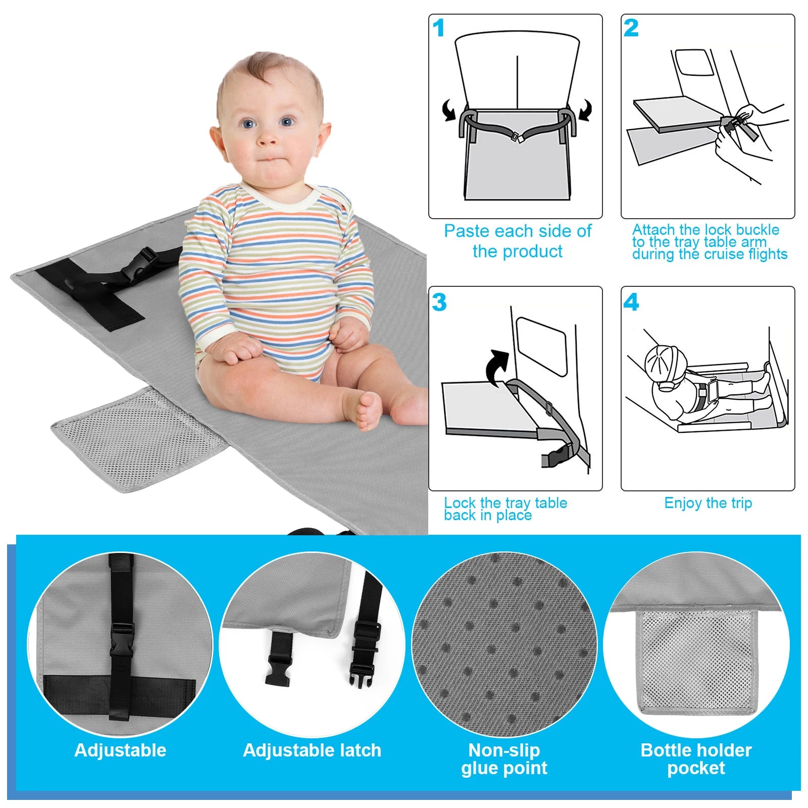 Kids Travel Airplane Bed Portable Children Pedals Beds Foot Leg Rest Hammock Baby Footrest Bed Toddler Airplane Seat Extender
