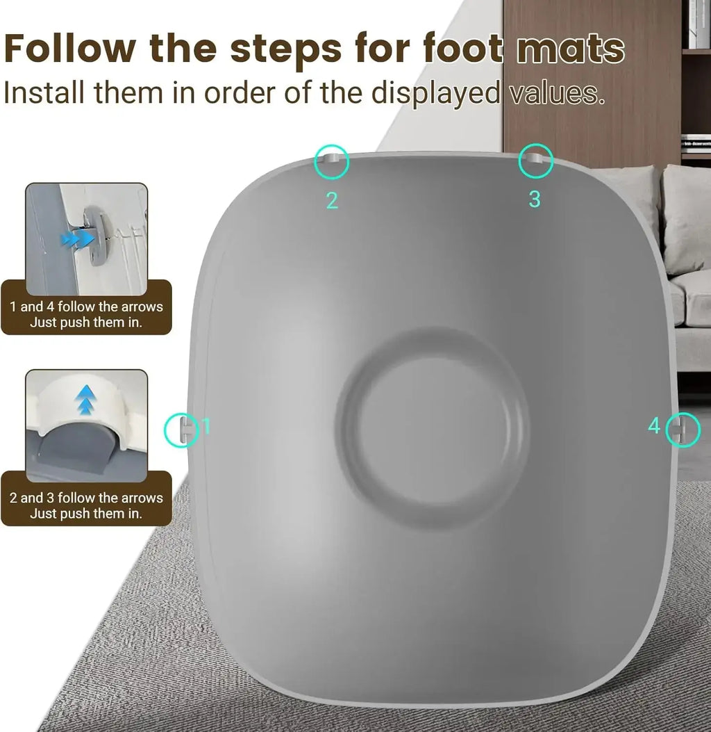 Gray replacement silicone pad with rounded corners and central indentation for cat litter box accessory