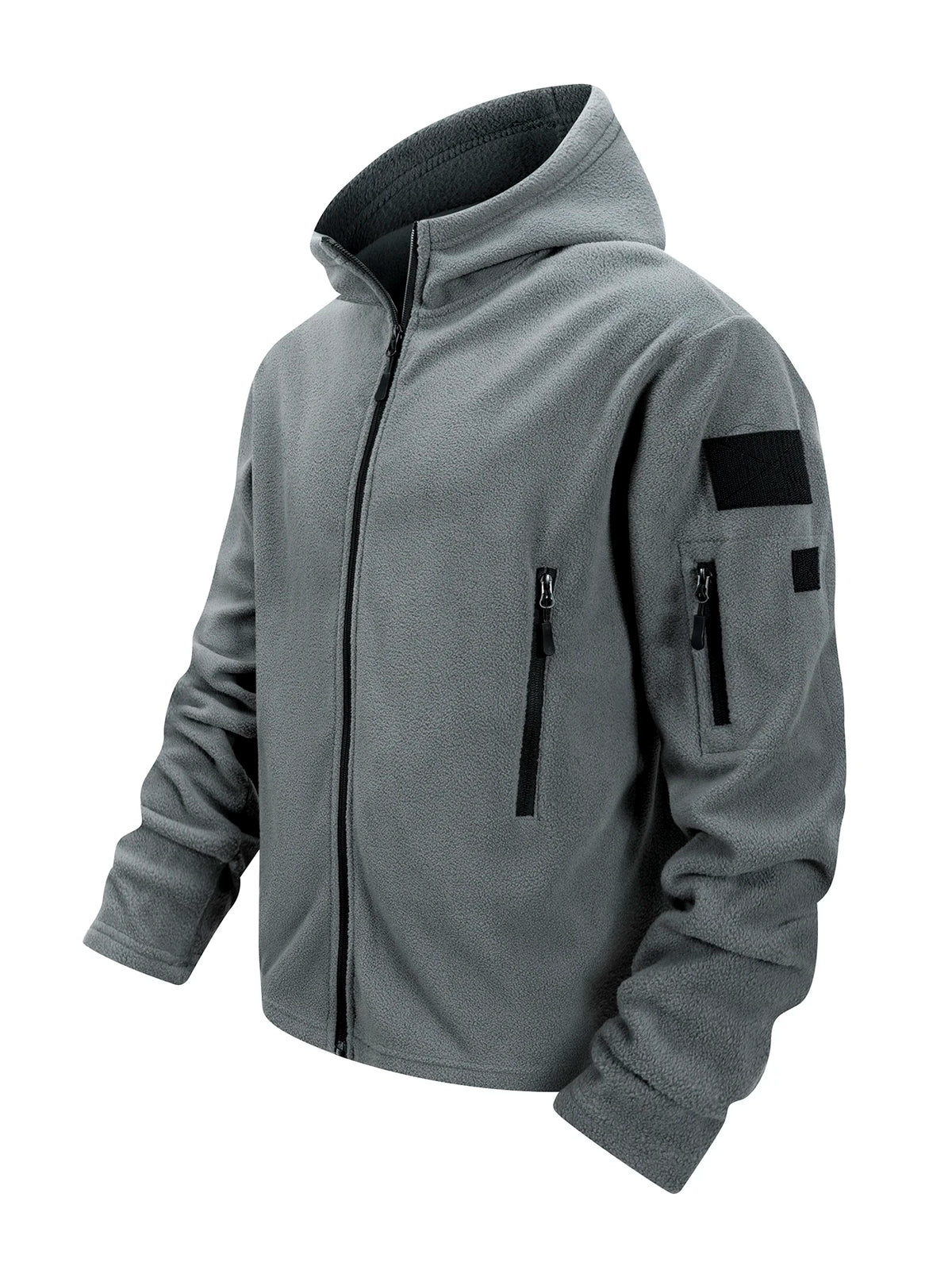 Men's Tactical Fleece Jacket Full Zip Hooded Coat Warm Casual Hoodies Camping Hiking Running Jogger Sports Jacket Men Streetwear