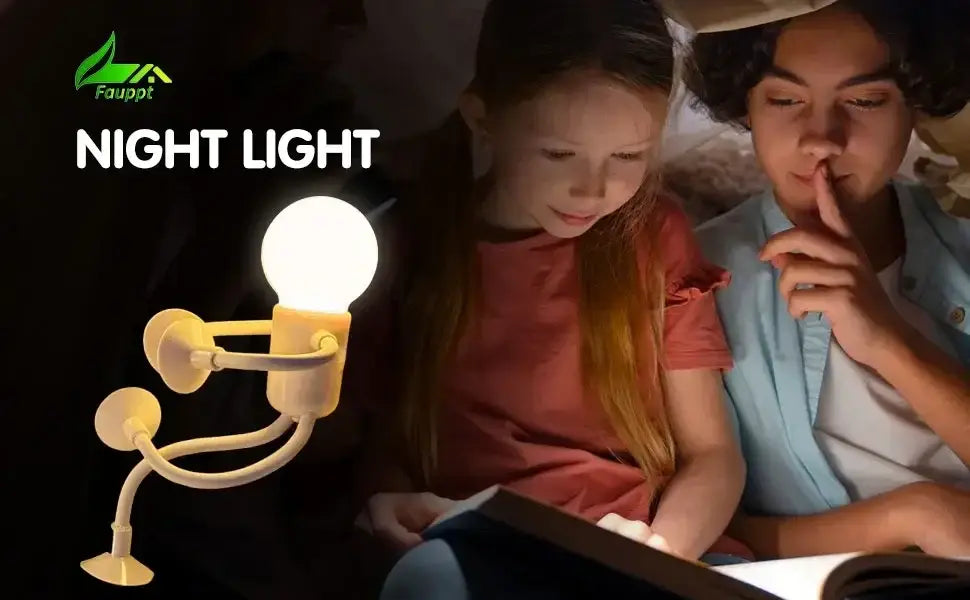 Nachtlicht in Cremefarbe mit flexiblen Armen, kugelförmiger Glühbirne und Saugnapf-Basen, ausgelegt für eine veränderbare Form, lustiges Athleten-Motiv, Schreibtischlampe, hergestellt im chinesischen Festland.