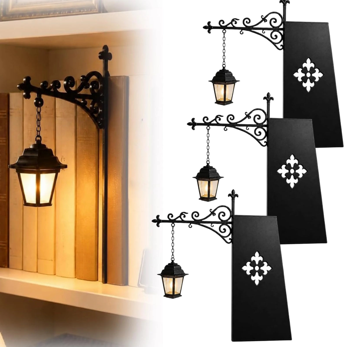 Bookshelf Lamp Library Lantern Light Library Lantern Bookshelf Light Vintage Reading Nook Led Night Lamp Decorative for Home