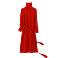 Women's Wool Sweater 100% Pure Wool Women's Dress 2024 Autumn and Winter New High Neck Long Sweater Slim Knit Bottom Sweater