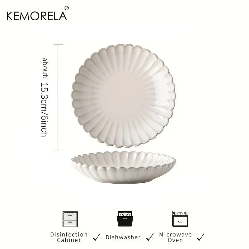 1/2PCS Nordic White Bowls Dinner Plates Ceramic White Glaze Tableware Set Western Steak Dish Salad Bowl Vegetable Fish Plate