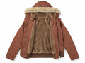 Women Winter Thick Fleece Lined Hooded Jacket Faux Fur Collar Zip Button Closure Solid Casual Warm Outerwear Pockets Female Coat