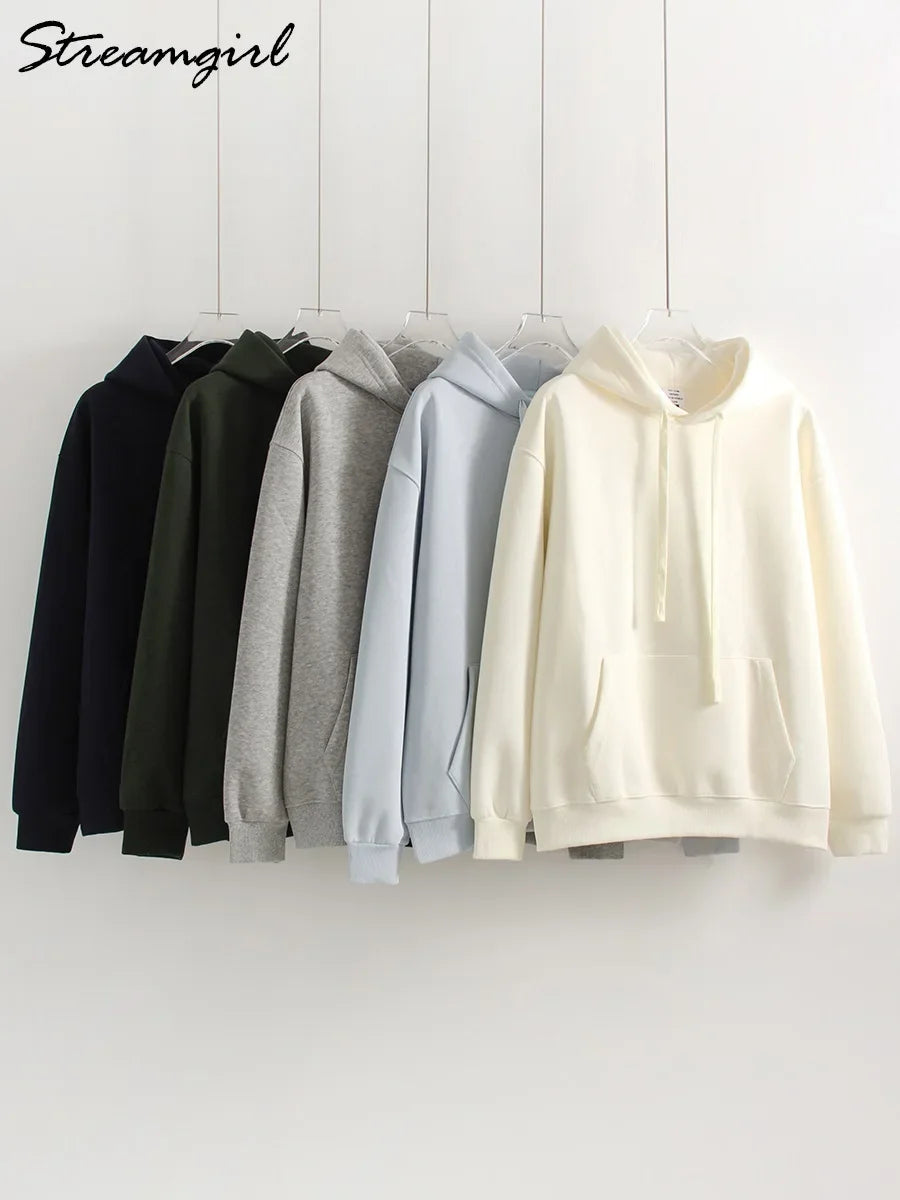 Women Sweatshirt With Hoodies Autumn Navy Blue Oversized Hoodie Grey Cotton Pullover Solid Hooded Tops Women Hoodies Oversized