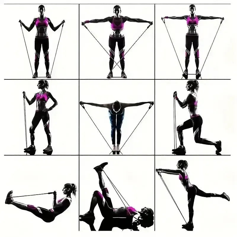 11pcs/Set Pull Rope, Resistance Bands, Portable Fitness Equipment, Ankle Strap, Chest Expander, Elastic Exercise Band