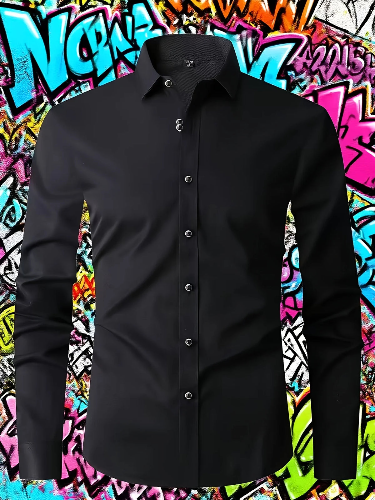 Men'S Elegant Long Sleeve Button- Shirt - Casual Polyester Fabric, Soft And Stretchy Fabric, Perfect for Outdoor Business Occasi