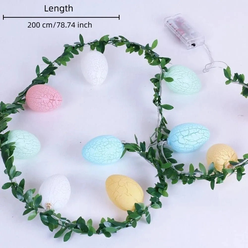Luminous Easter Egg Wreath 10 LED Lights 2M Easter Twig Garland Crack Easter Egg Waterproof Artificial Easter Lights String