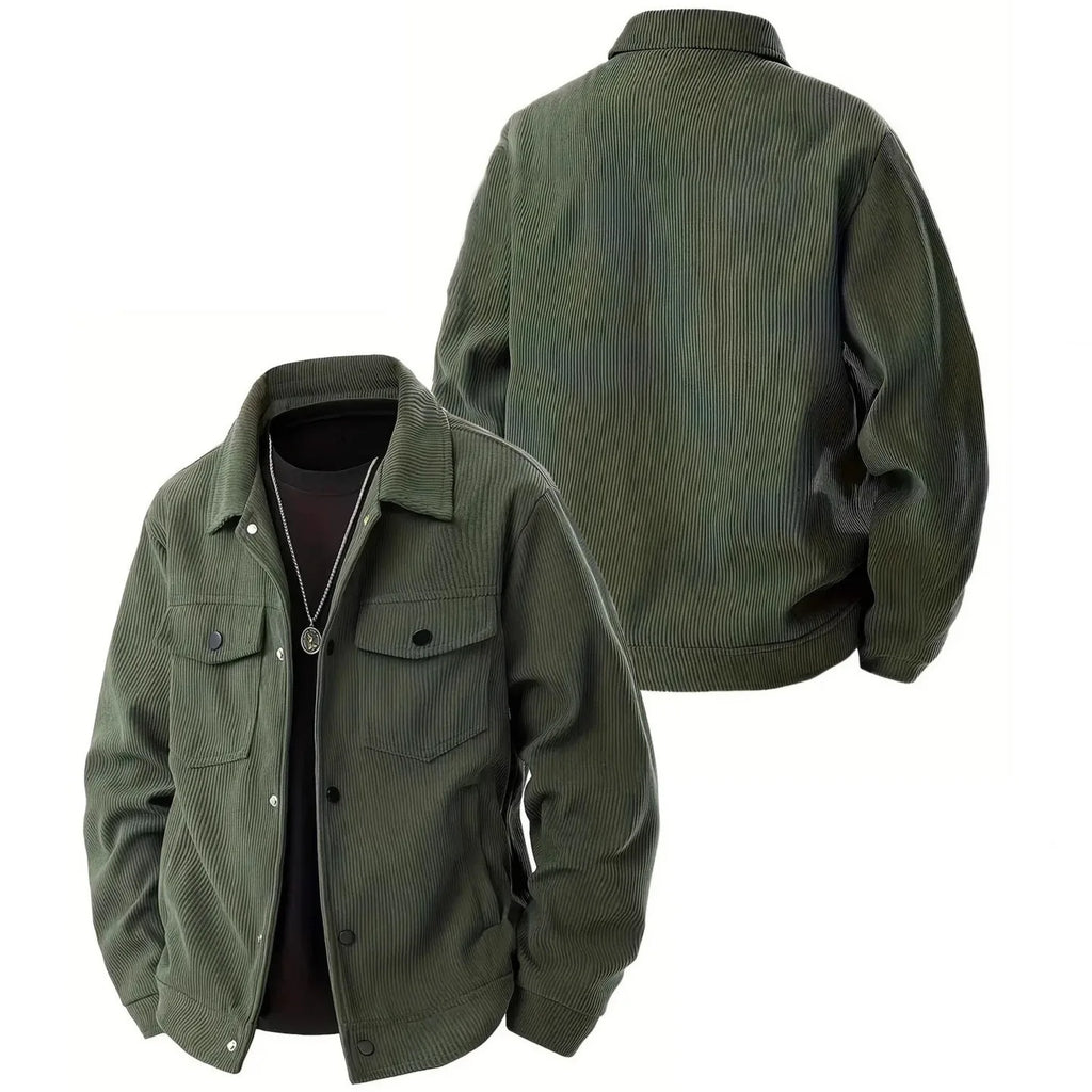 Men Corduroy Trucker Jacket Lapel Collar Button Down Casual Outerwear Coat Multi Pockets Loose Fit Daily Wear Streetwear For Men