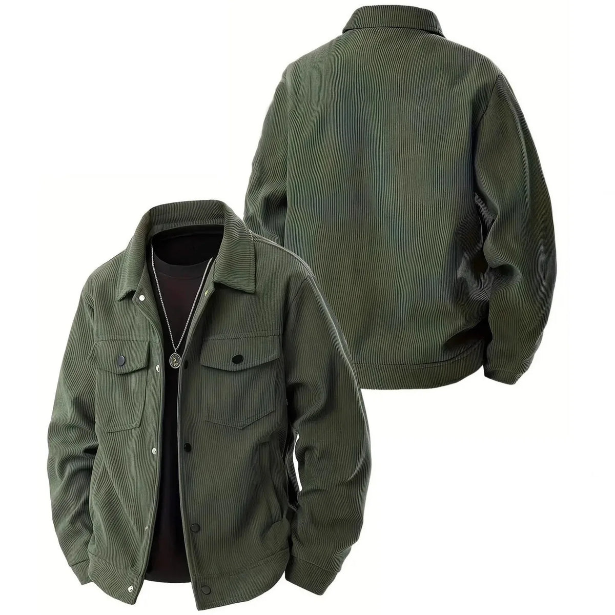 Men Corduroy Trucker Jacket Lapel Collar Button Down Casual Outerwear Coat Multi Pockets Loose Fit Daily Wear Streetwear For Men