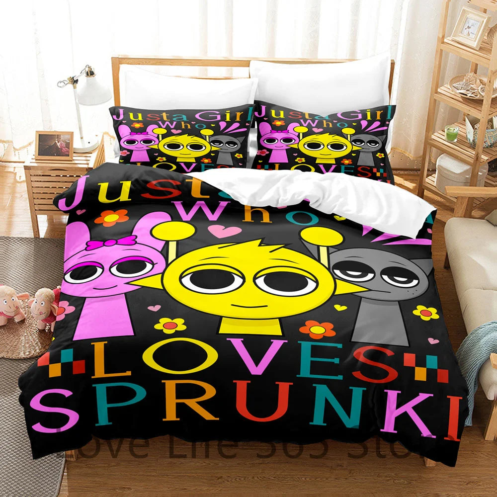 Game Sprunki Bedding Sets For Kids Boys Girls New 3d Printed Bed Cover Comforter Duvet Cover Pillow Case Bedroom Decoration