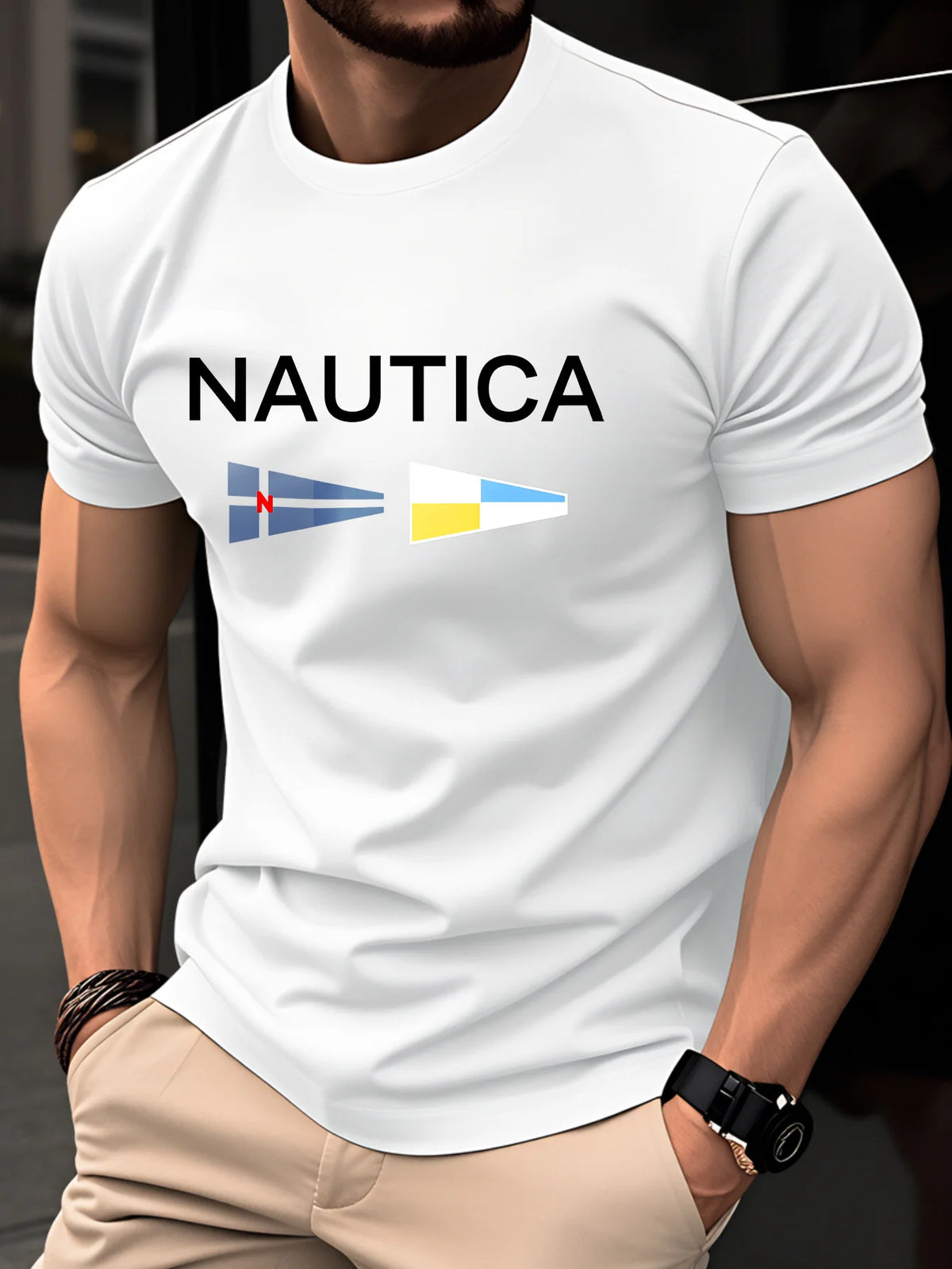 Men's T-shirt -Summer Short Sleeve Lightweight Top -Trendy, Fashionable, Breathable, Comfortable, Versatile -Simple Letter Print