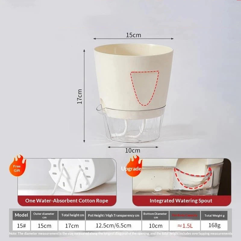 Self Watering Plant Pots Indoor Modern Plastic Planters For Orchid Succulent Herb Flower Home Office Decor