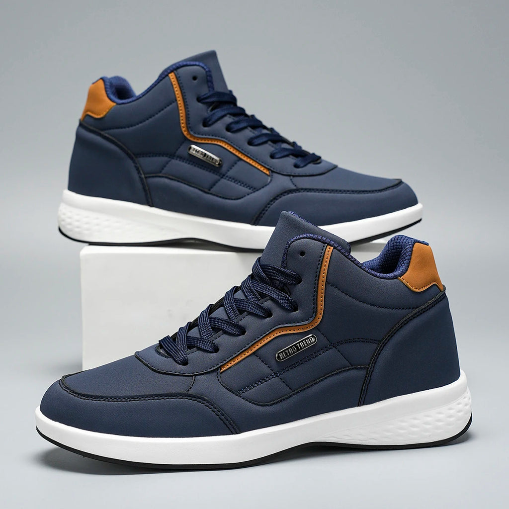 New Shoes for Men High Top Leather Sneaker Waterproof Casual Comfortable Men's Sneakers Lace Up Footwear Vulcanized Man Shoes