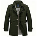 Men's Trench Coat Business Casual Lapel Windbreaker Mid Length Slim Fit Jacket Metal Button Overcoat Outdoor Commuter Outerwear